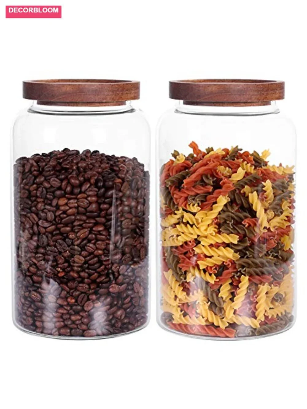 Large Glass Jar with Airtight Lid Set of 2 93 FL OZ Food Canisters
